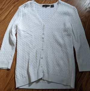 Jeanne Pierre White button up sweater